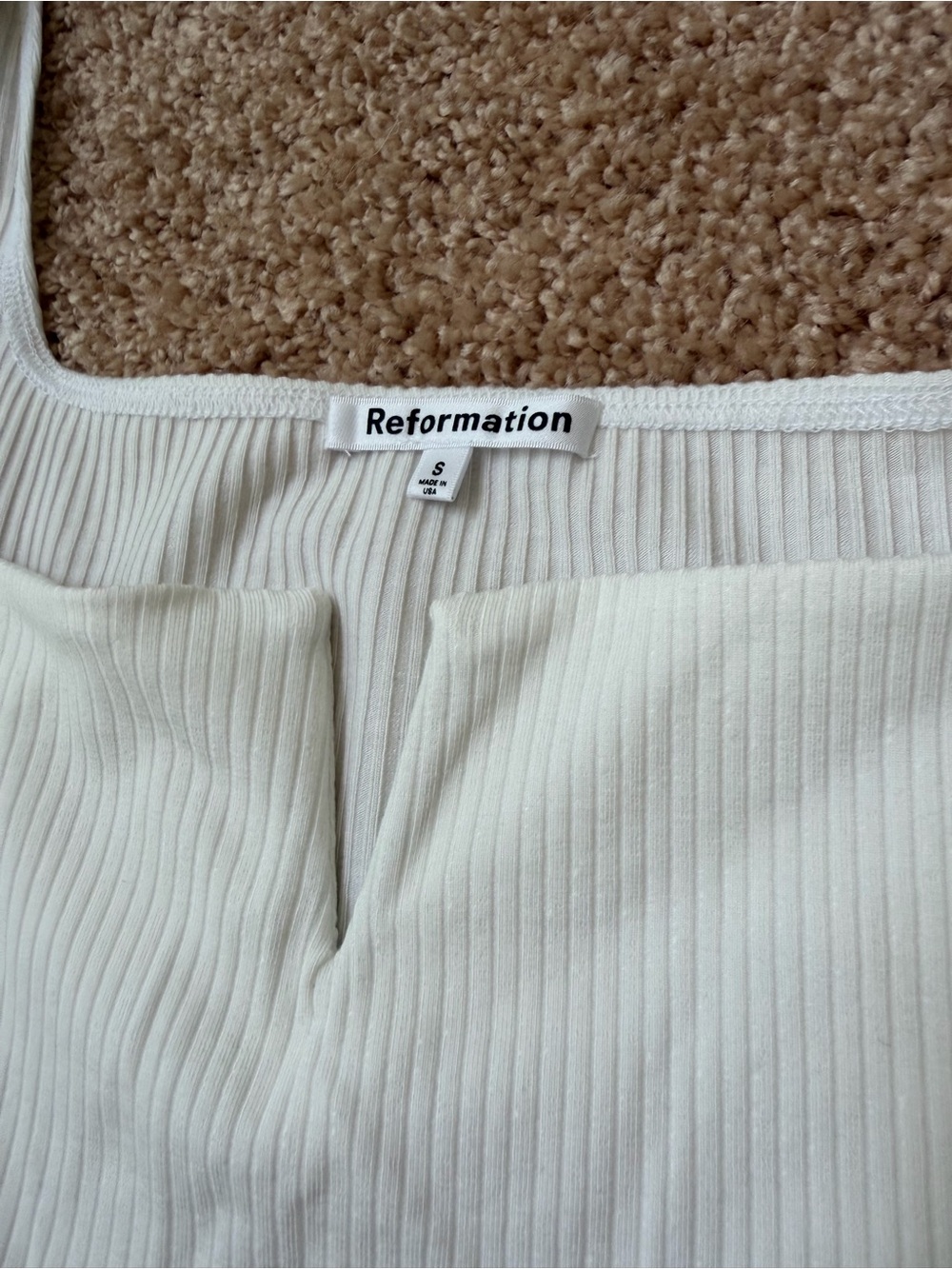 Reformation Ivory Ribbed Square-Neck Tank - Picture 2 of 5